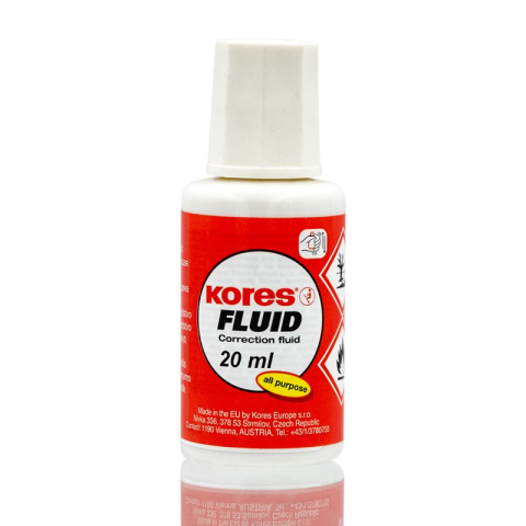 Rechizite Școlare - Fluid corector (pasta corectoare) Kores KO69101, 20ml, pe baza de solvent, cu pensula