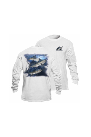 Accesorii pescuit - Flying Fisherman Marlin White Long Sleeve Tee M