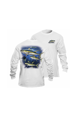 Accesorii pescuit - Flying Fisherman Yellowfin Tuna White Long Sleeve Tee M