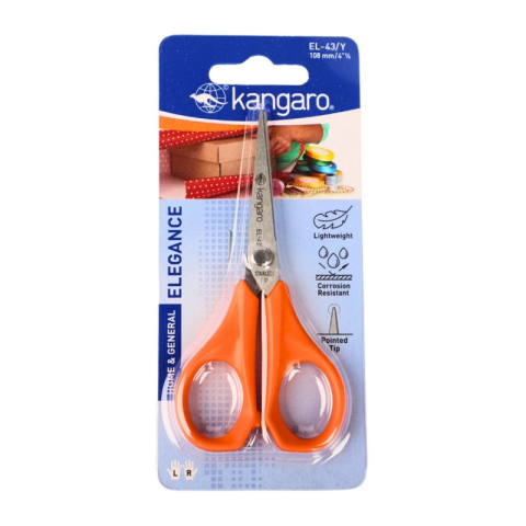 Art & Craft si Artizanat - Foarfeca Kangaro Elegance EL-43/Y, 10.8cm, lama inox, blister