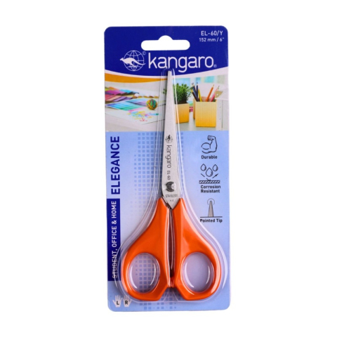 Perforatoare, Foarfeci, Cuttere - Foarfeca Kangaro Elegance EL-60/Y, 15.2cm, lama inox, blister