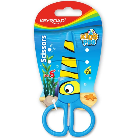 Art & Craft si Artizanat - Foarfeca Keyroad Kids Pro KR971403, 13.0cm, plastic, prescolari, peste albastru, blister