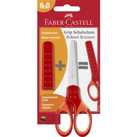 Rechizite Școlare - Foarfeca scolara cu protectie grip rosie faber-castell