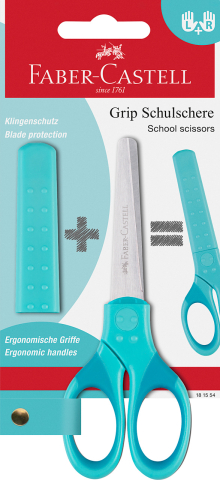 Rechizite Școlare - Foarfeca scolara cu protectie grip turcoaz faber-castell