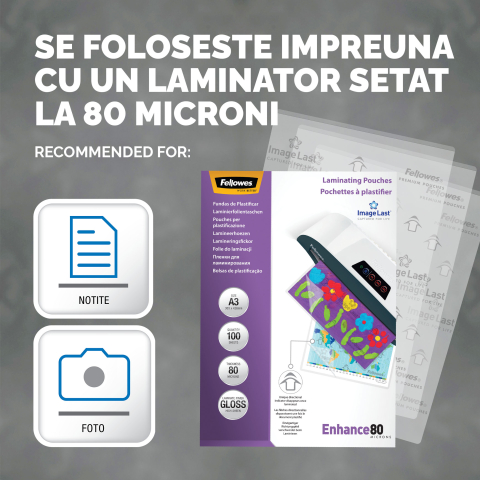 Folie a3 80 microni 100/top fellowes [2]