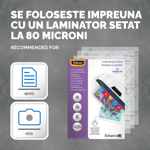 Folie a4 80 microni 100/top fellowes [2]