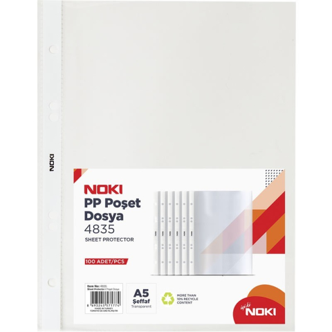 Birotică și Papetărie - Folie de protectie Noki 4835, A5, portret, 35 microni, plastic, transparent, set 100 buc