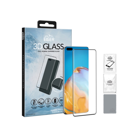 Folie Huawei P40 Pro / P40 Pro Plus Eiger Sticla 3D Edge to Edge Clear Black [2]