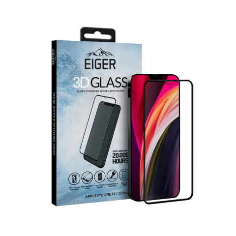 Folie iPhone 12 / 12 Pro Eiger Sticla Curbata 3D GRS Clear Black [4]