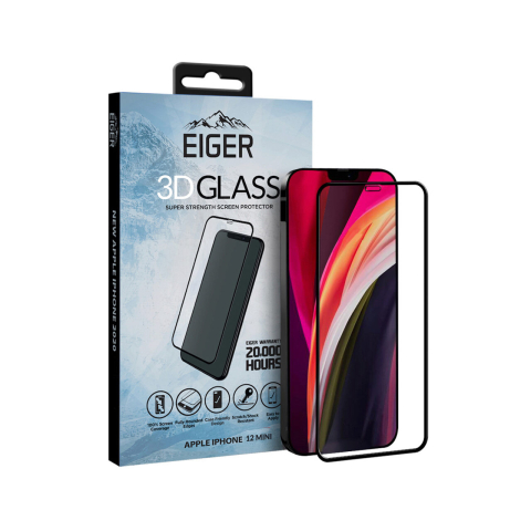 Folie iPhone 12 Mini Eiger Sticla Curbata 3D Clear Black [4]