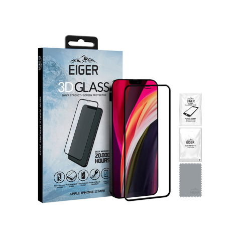 Folie iPhone 12 Mini Eiger Sticla Curbata 3D Clear Black [2]