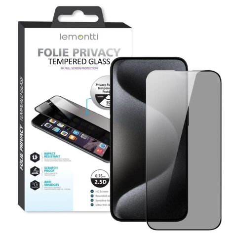 Folie iPhone 12 Mini Lemontti Sticla Privacy Full Fit Black [4]