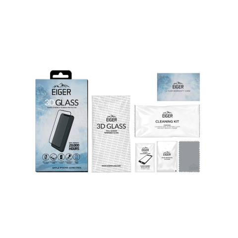 Folie iPhone 12 Pro Max Eiger Sticla Curbata 3D Clear Black [3]