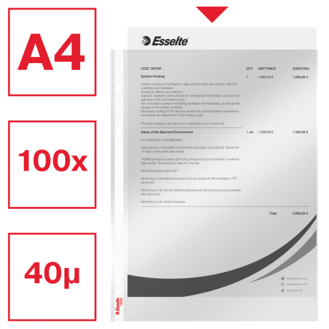 Folie protectie a4 cristal 40 microni 100/top esselte [1]