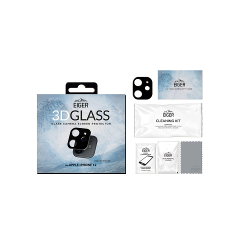 Folie Sticla Camera iPhone 12 Eiger 3D Glass Clear Black [1]