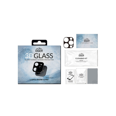 Laptop, Tablete & Telefoane - Folie Sticla Camera iPhone 12 Pro Eiger 3D Glass Clear Black