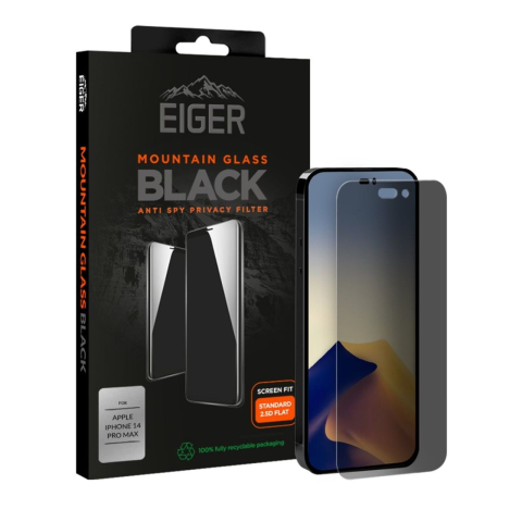 Folie Sticla Privacy iPhone 14 Pro Max Eiger Mountain Glass GRS Black [2]
