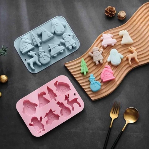 Formă Silicon Crăciun cu 8 Cavități – Pentru Prăjituri, Ciocolată și Deserturi Festive [1]