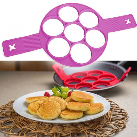 Forma silicon pt Prajit Ou si Clatite, Cercuri, Roz - Micostore.ro [5]