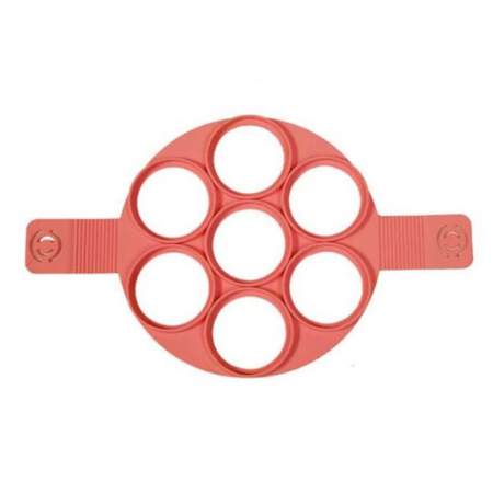 Forma din silicon pentru clatite, cu manere si 7 cercuri, Roz [1]