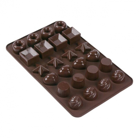 Forme Silicon pentru brioșe, jeleuri și alte prăjituri - Forma Silicon pentru Praline de Ciocolata cu 24 Cavitati - Micostore.ro