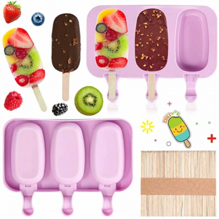 Lichidare stoc - Totul la 9.90 Lei - Forme pentru Inghetata pe Bat de Casa, din Silicon, Model Oval