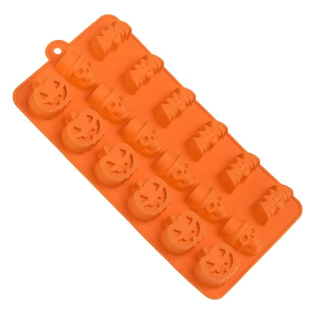 Forme Silicon pentru brioșe, jeleuri și alte prăjituri - Formă Silicon Halloween pentru Ciocolată și Jeleuri - 18 Cavități - Micostore.ro