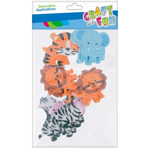 Art & Craft si Artizanat - Forme decorative - hartie gumata autoadeziva - animale, diverse culori, set 12 buc, Craft with Fun, 463734