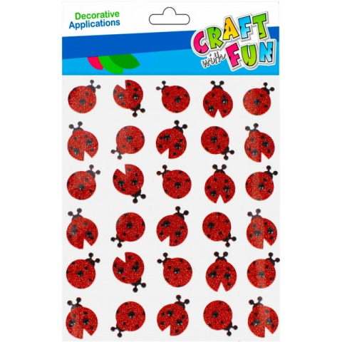 Art & Craft si Artizanat - Forme decorative - hartie gumata autoadeziva - buburuze, rosu, set 30 buc, Craft with Fun, 501870