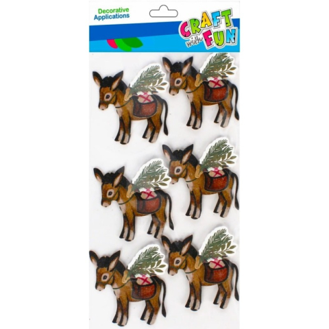 Art & Craft si Artizanat - Forme decorative - hartie gumata autoadeziva - magarus de Craciun, maro, set 6 buc, Craft with Fun, 501770