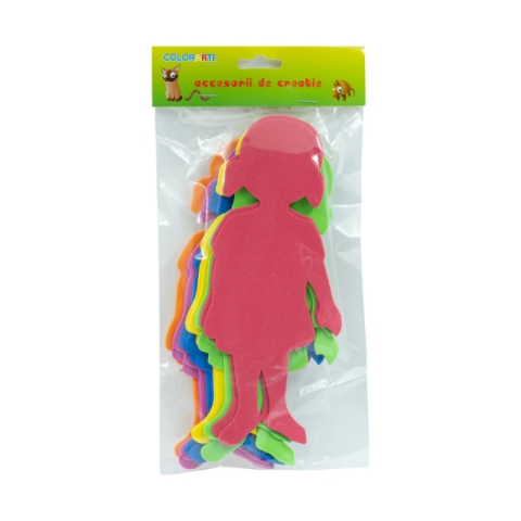 Forme decorative - hartie gumata - fetita, 21x8cm, 1.5mm, diverse culori, set 12 buc, Colorarte [1]