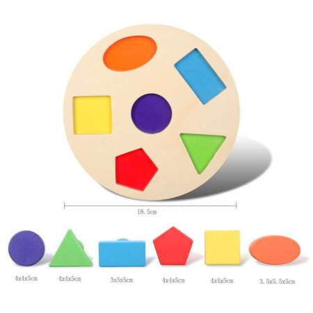 Jucarii Educative din Lemn ⭐ Puzzle Forme Geometrice [1]
