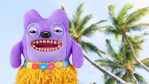 Fuggler - Jucarie de plus, 23 cm - Ciudateii in vacanta, Greedy Grinner, purple copii varsta 3 ani + [1]