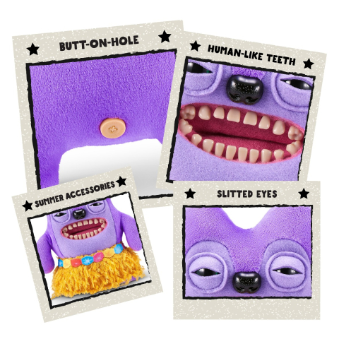 Fuggler - Jucarie de plus, 23 cm - Ciudateii in vacanta, Greedy Grinner, purple copii varsta 3 ani + [3]