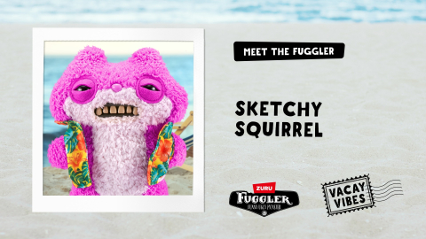 Fuggler - Jucarie de plus, 23 cm - Ciudateii in vacanta, Sketchy Squirrel, pink copii varsta 3 ani + [5]