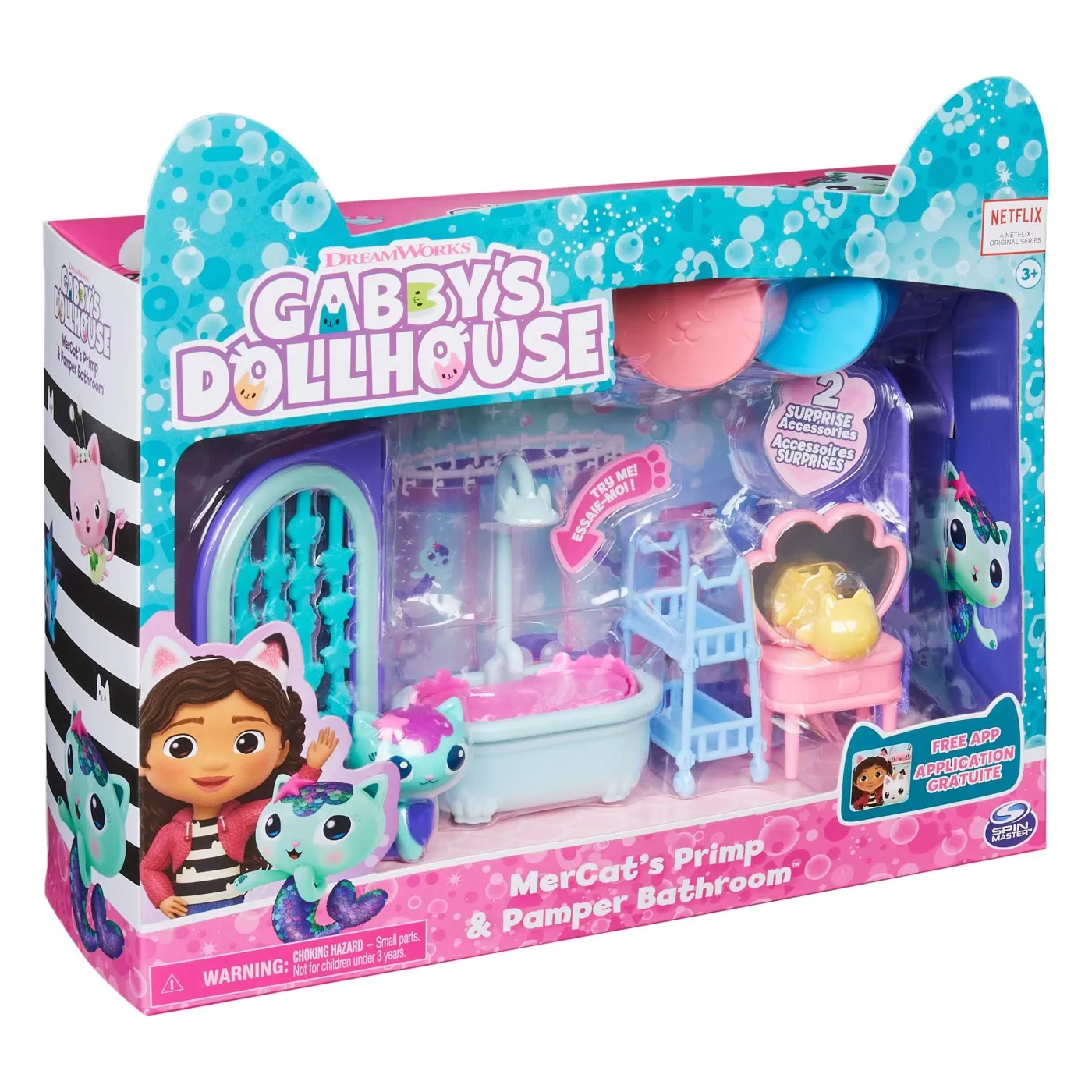 Jucării și Jocuri pentru copii - Gabbys dollhouse casa de lux baia pentru dichisit si rasfat a lui mercat, varsta de la 3 ani la 10 ani