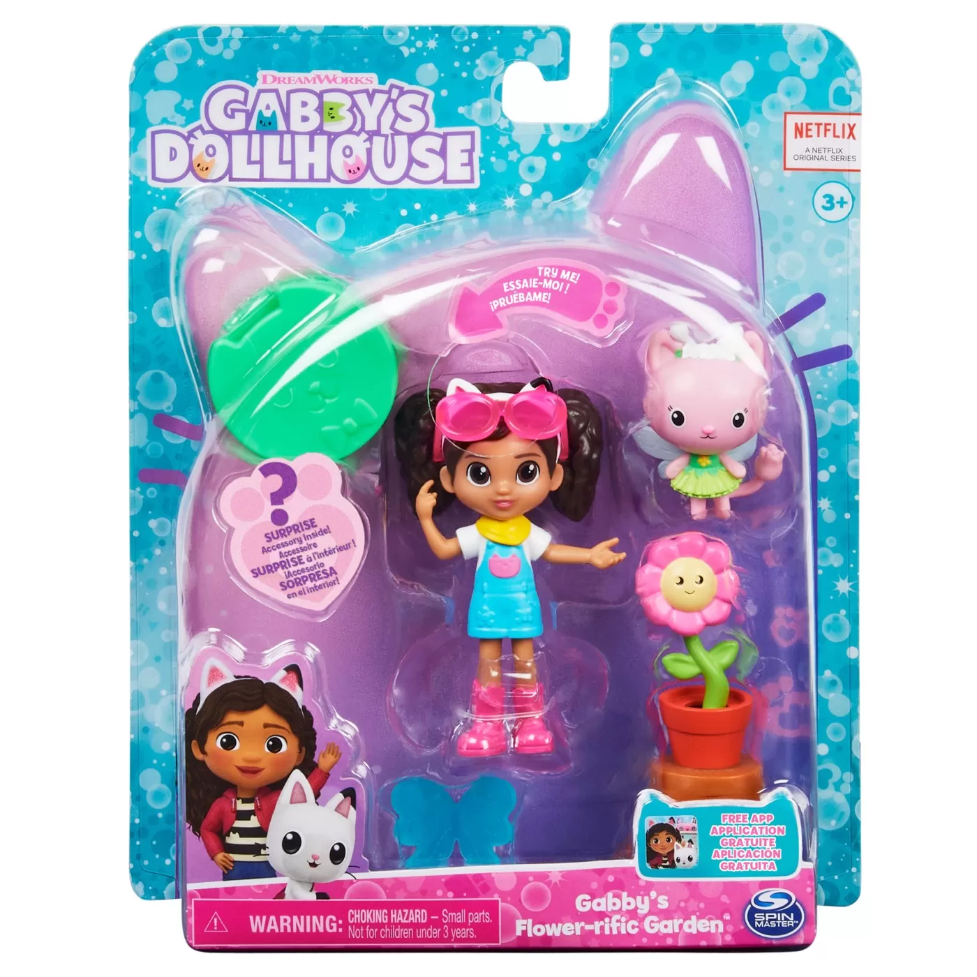 Jucării și Jocuri pentru copii - Gabbys dollhouse set papusa 9.7cm cu pisicuta gradina lui gabby, varsta de la 3 ani la 10 ani