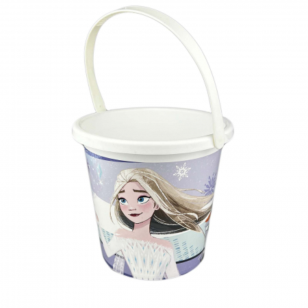 Jucării nisip, plajă și grădină - Galetusa nisip copii, model Frozen, Elsa, Olaf si Ana, 17 cm, Alb