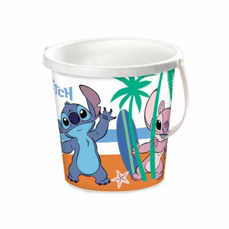 Jucării nisip, plajă și grădină - Galetusa nisip copii, model Stitch si Lilo, 17 cm, Alb
