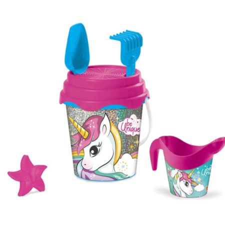 Jucării nisip, plajă și grădină - Galetusa pentru nisip cu grebla si lopata, Unicorn - Micostore.ro