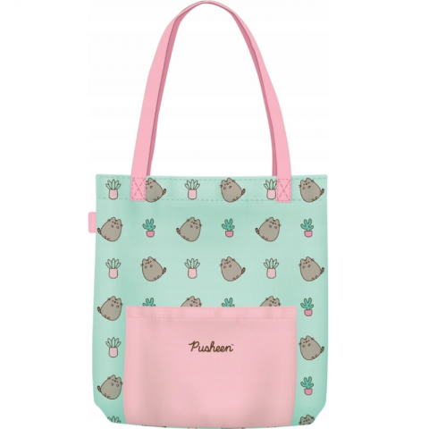 Îmbrăcăminte și accesorii - Geanta de umar St.Majewski Pusheen, verde deschis cu roz