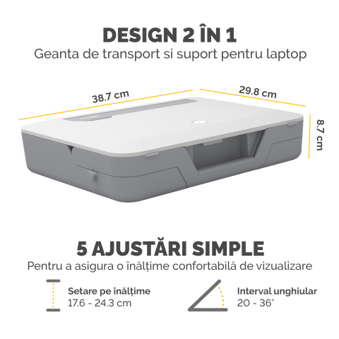 Geanta laptop cu suport ergonomic inclus alba breyta [3]