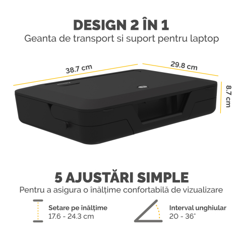 Geanta laptop cu suport ergonomic inclus negru breyta [2]