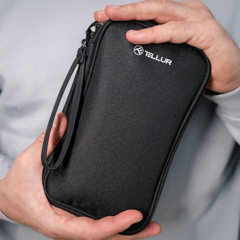 Geantă Tellur pentru organizare cabluri și accesorii, 21 x 12,5 x 6 cm, poliester, negru [8]