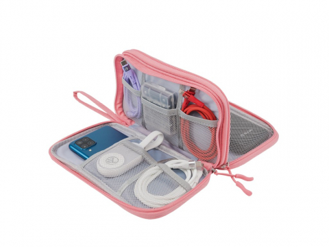 Geantă Tellur pentru organizare cabluri și accesorii, 21 x 12,5 x 6 cm, poliester, roz [3]