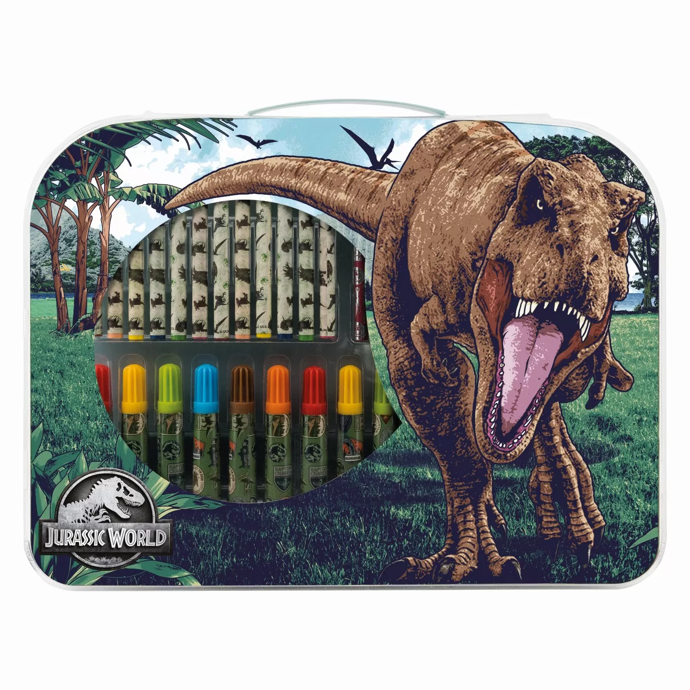 Cadouri Jucării Copii Grădiniță - Gentuta Jurassic World, Set pentru desen, Art Case, varsta de la 3 ani la 6 ani