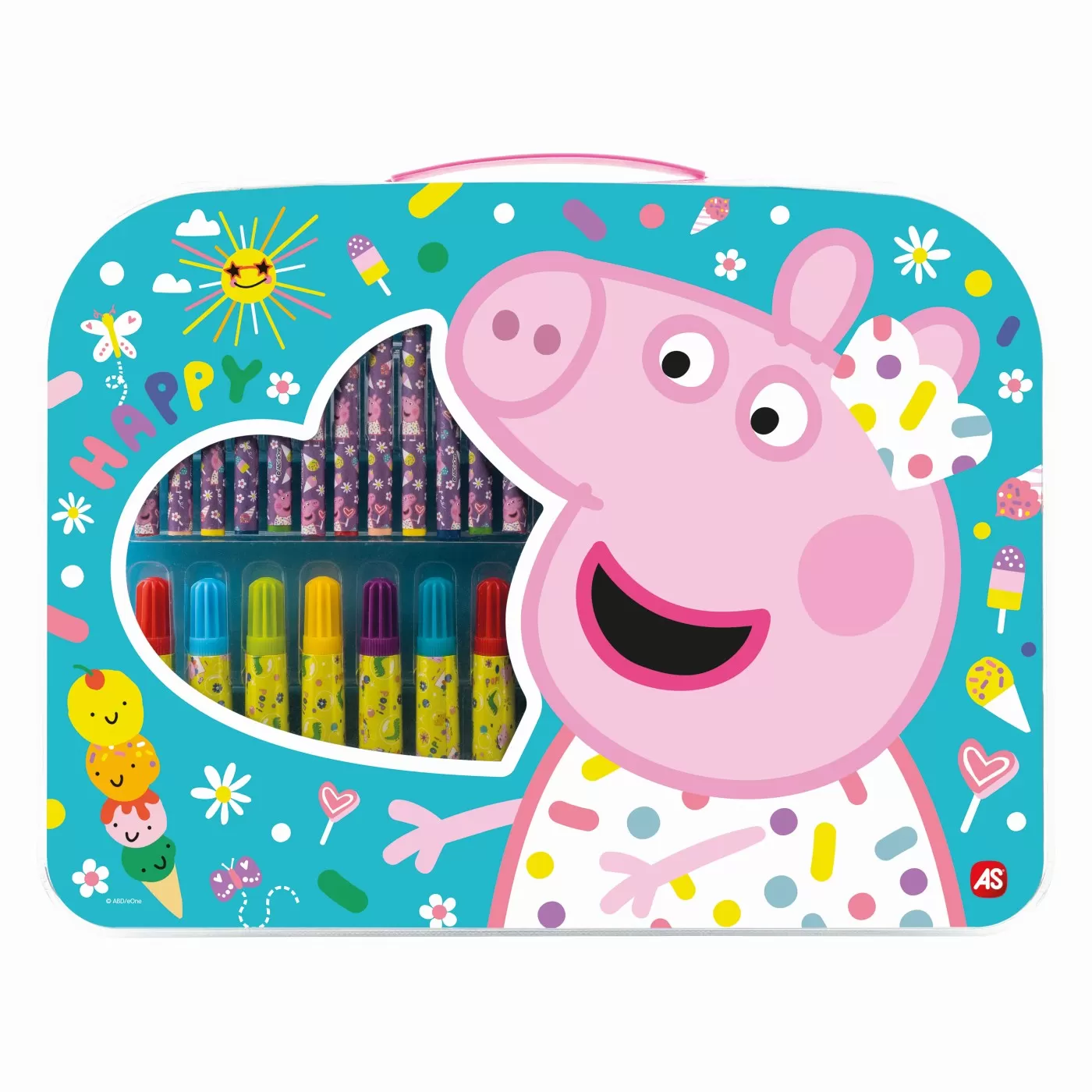 Cadouri Jucării Copii Grădiniță - Gentuta purcelusa Peppa Pig, Set pentru desen, Art Case, varsta de la 3 ani la 6 ani