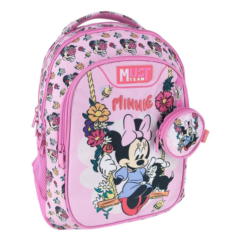 Rechizite Școlare - Ghiozdan 32x18x43cm 3 compartimente Minnie Flowers  Must