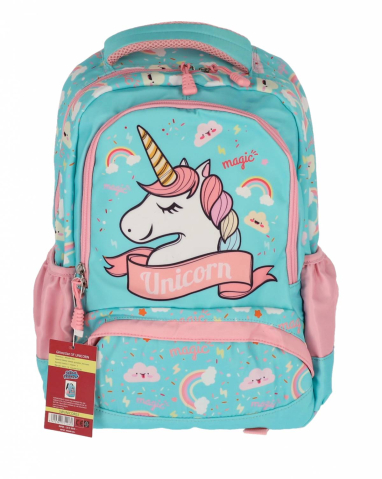 Rechizite Școlare - Ghiozdan clasa 0 unicorn bleu pal 3 fermoare pigna