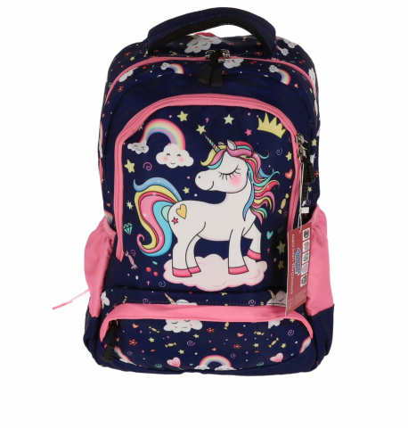 Rechizite Școlare - Ghiozdan clasa 0 unicorn bleumarin happy 3 fermoare pigna
